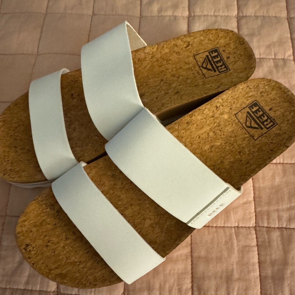 Reef White Double-Strap Cork Slides